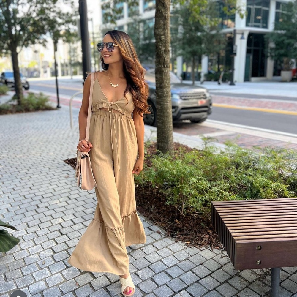 Vici collection brown jumpsuit